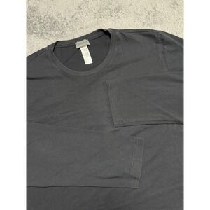 Hanro Living Men's Large Black Long-Sleeve Crew Neck Shirt Cotton Tee